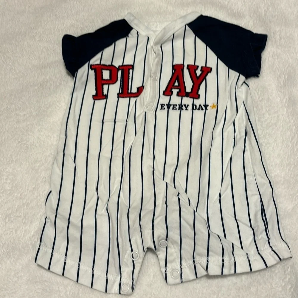 0-3 months shorts outfit one piece. Play everyday little baseball outfit Carters